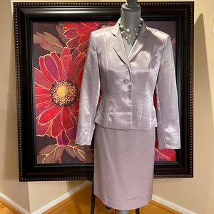 Kim Rogers | Sleek & Subtle Silver / Metallic Grey Skirt Suit